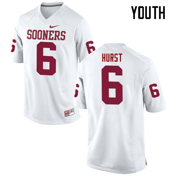 Youth Oklahoma Sooners #6 Demontre Hurst College Football Jerseys Game-White - Click Image to Close